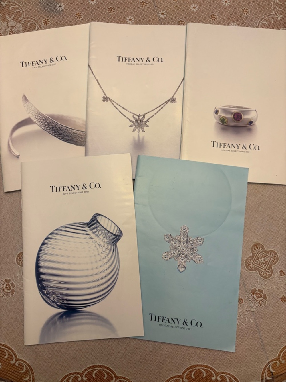 VINTAGE TIFFANY CATALOGS 
LOT OF 5 FROM 2001 1 FALL 1 GIFT SELECTION 3 HOLIDAY